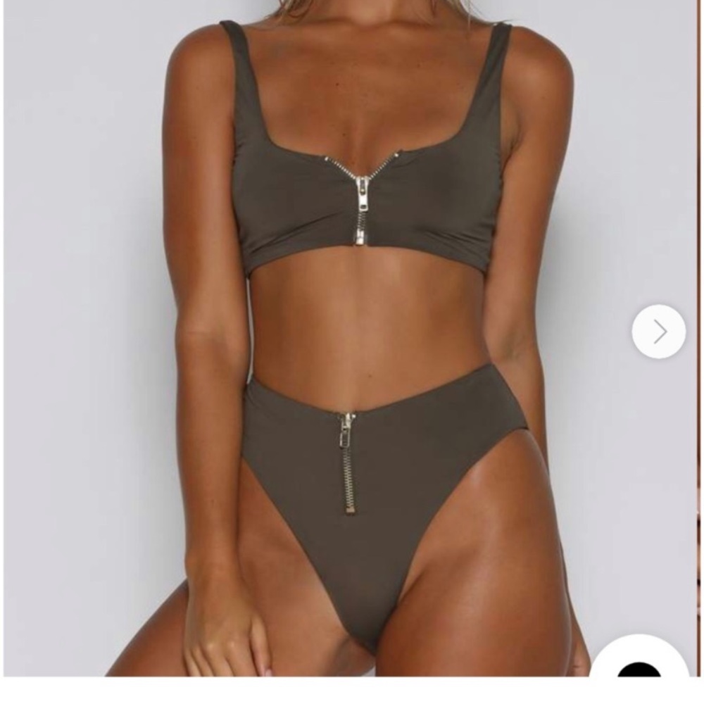 Meshki green zipper swimsuit